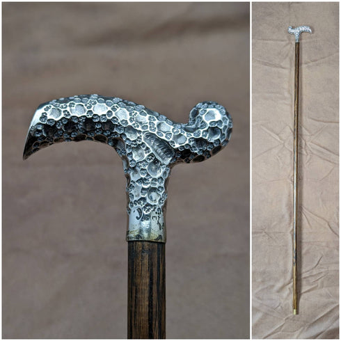 1902 British Antique Ladies Cane Cane Sterling Silver Derby Handle 82cm